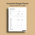Household Budget Planner – 8-Page Printable PDF