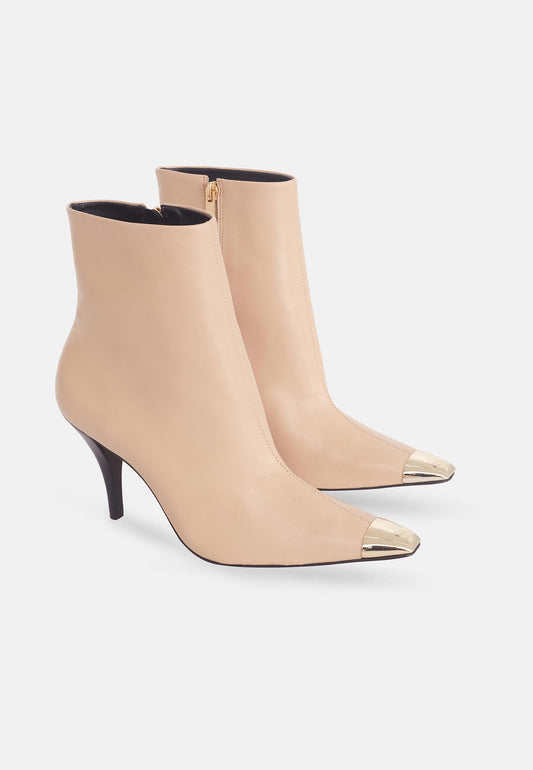 fachgo | Inga Calf Leather Ankle Boots Inga – 8.7cm Heeled Pointed-Toe