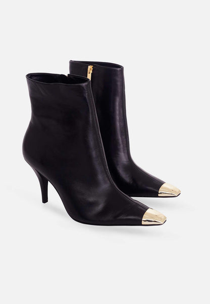 fachgo | Inga Calf Leather Ankle Boots Inga – 8.7cm Heeled Pointed-Toe