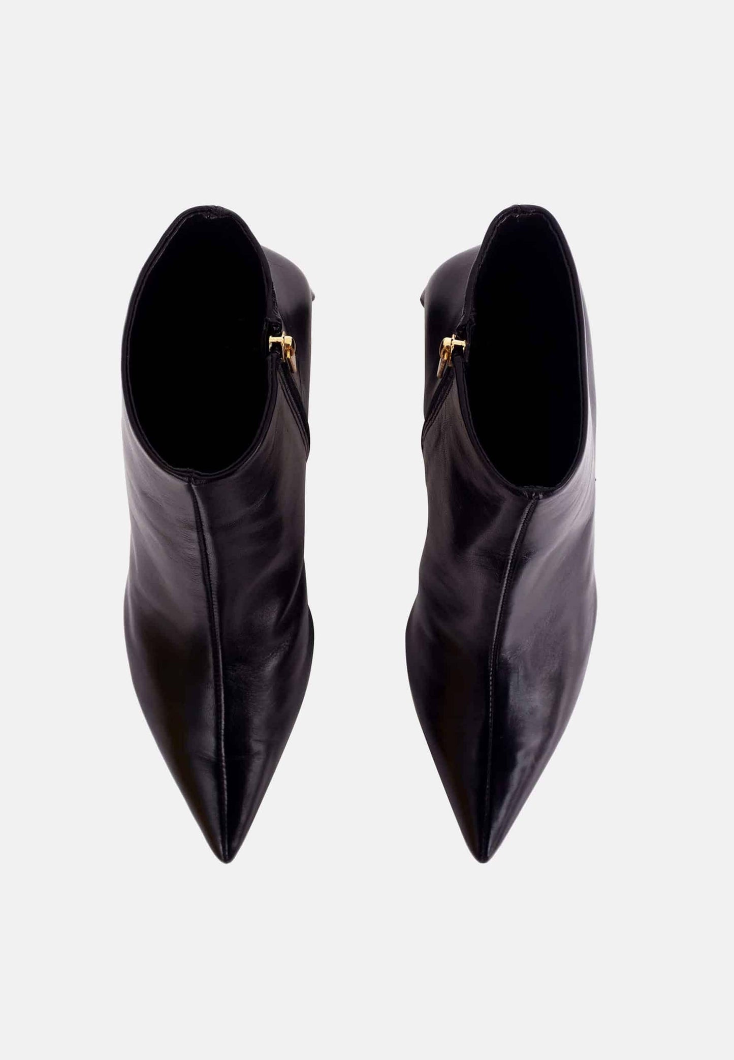 fachgo | Black Sheepskin Leather Ankle Boots Mabea – Women’s Pointed-Toe Block