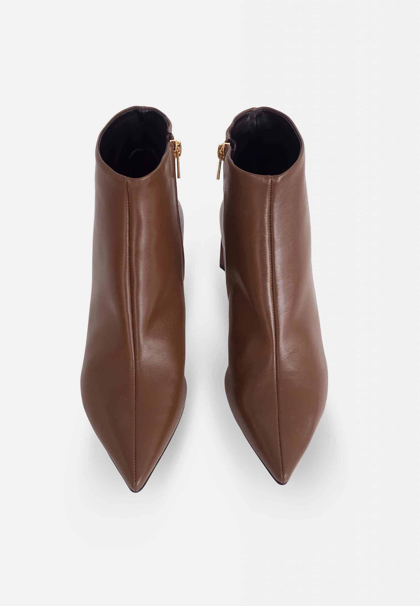 fachgo | Black Sheepskin Leather Ankle Boots Mabea – Women’s Pointed-Toe Block