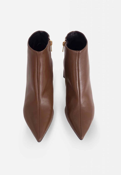fachgo | Black Sheepskin Leather Ankle Boots Mabea – Women’s Pointed-Toe Block