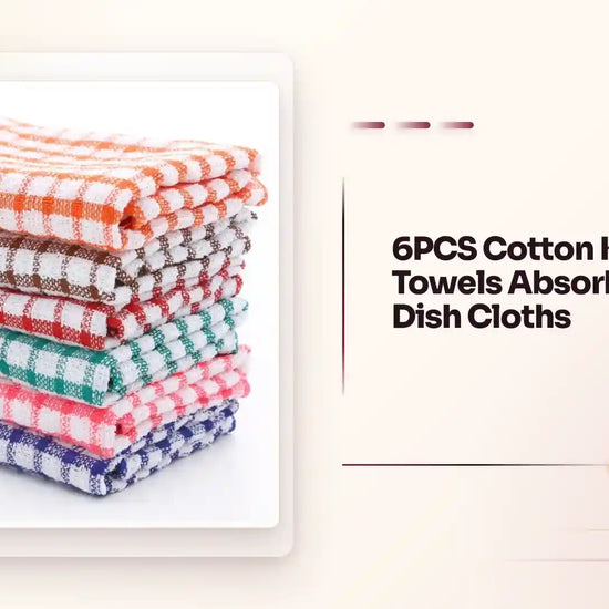 6PCS Cotton Kitchen Tea Towels Absorbent Lint-Free Dish Cloths by@Outfy