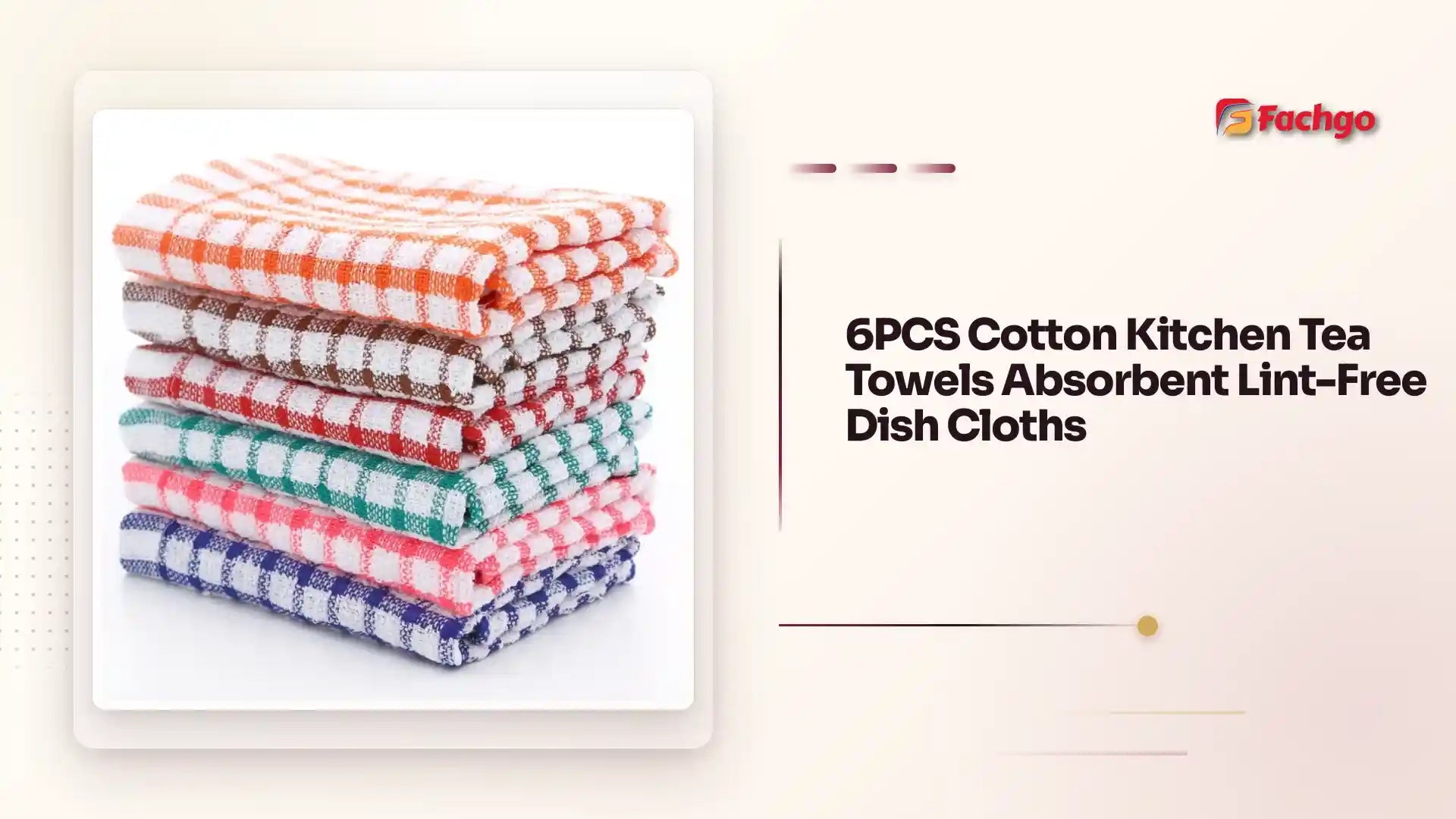 6PCS Cotton Kitchen Tea Towels Absorbent Lint-Free Dish Cloths by@Outfy