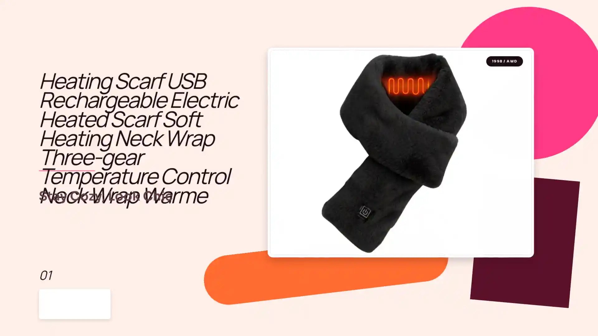 Heating Scarf USB Rechargeable Electric Heated Scarf Soft Heating Neck Wrap Three-gear Temperature Control Neck Wrap Warme by@Outfy
