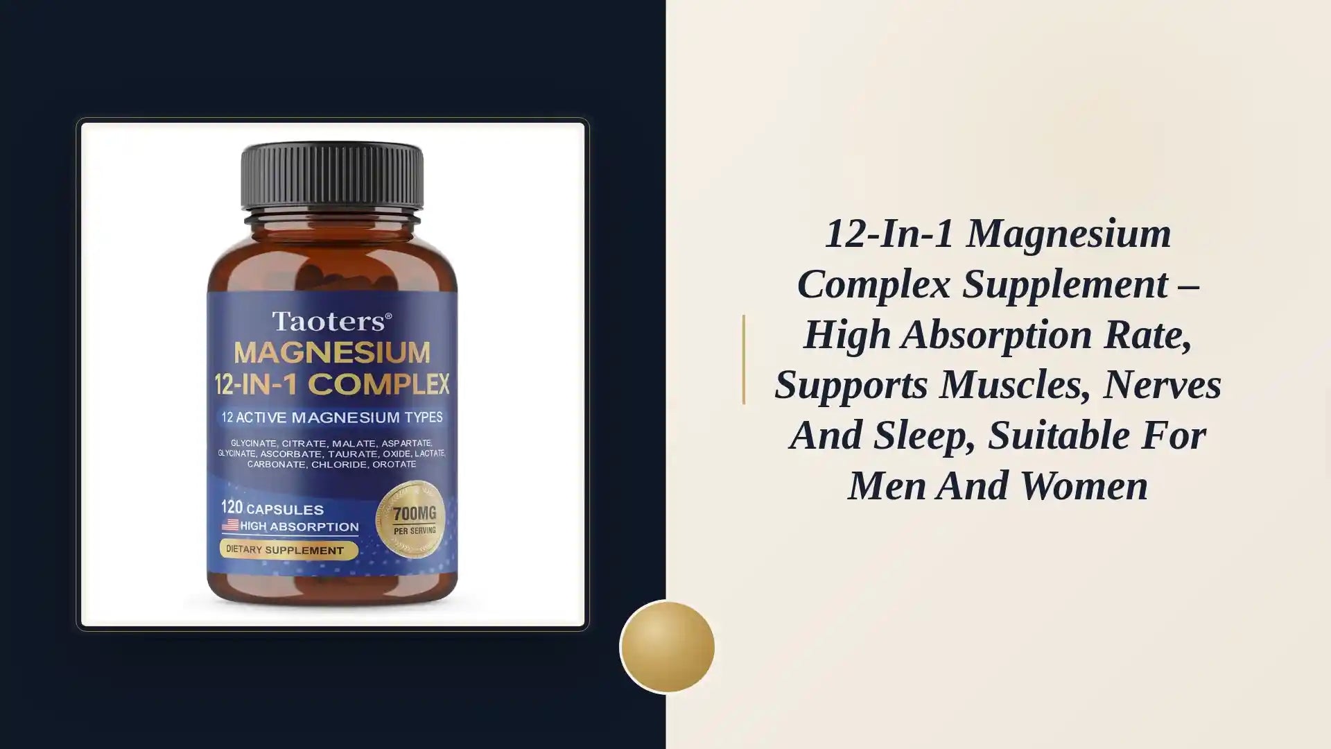 12-in-1 Magnesium Complex Supplement &ndash; High Absorption Rate, Supports Muscles, Nerves and Sleep, Suitable for Men and Women by@Outfy