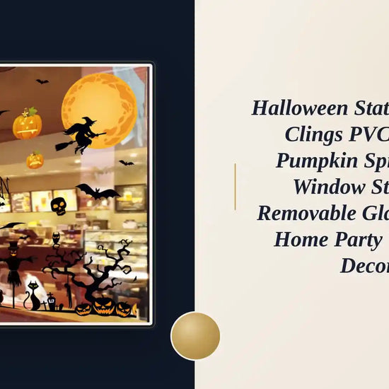 Halloween Static Window Clings PVC Ghost Pumpkin Spider Bat Window Stickers Removable Glass Decals Home Party Window Decor by@Outfy