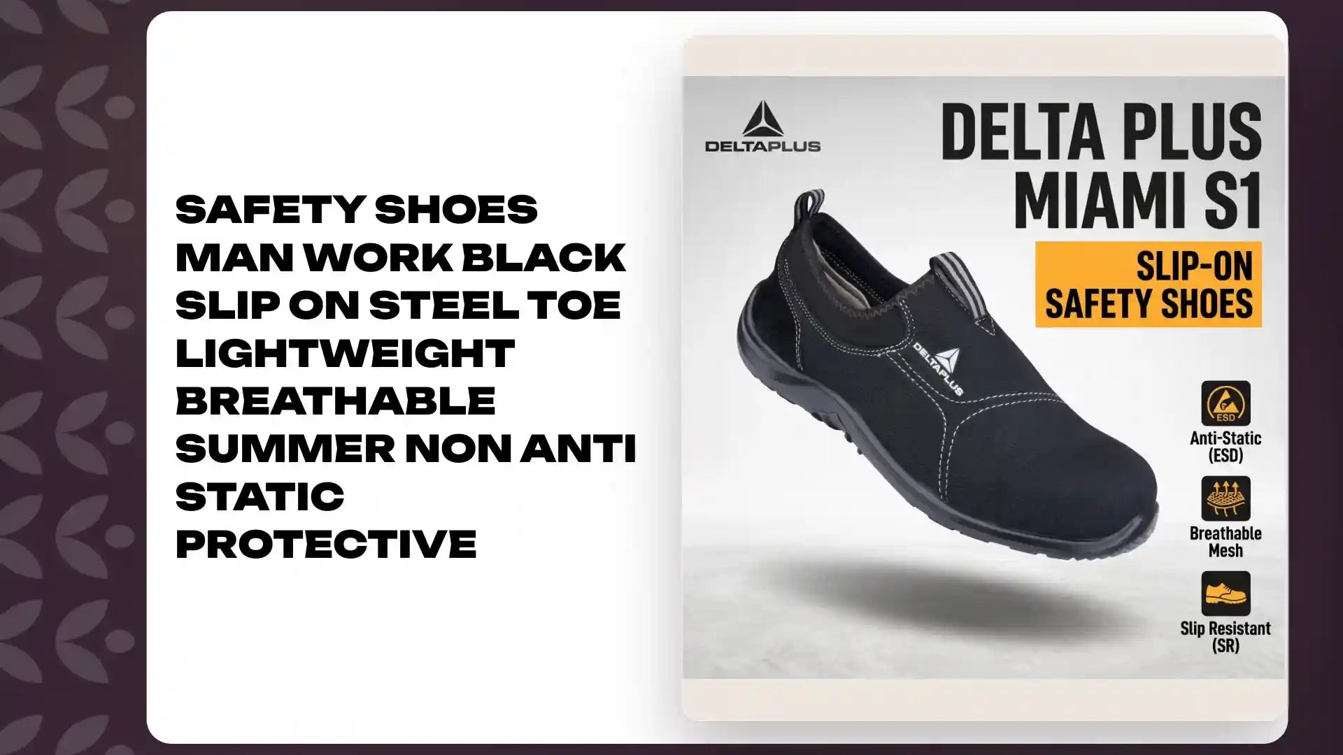 Safety Shoes Man Work Black Slip On Steel Toe Lightweight Breathable Summer Non Anti Static Protective by@Outfy