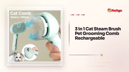 3 in 1 Cat Steam Brush Pet Grooming Comb Rechargeable by@Outfy