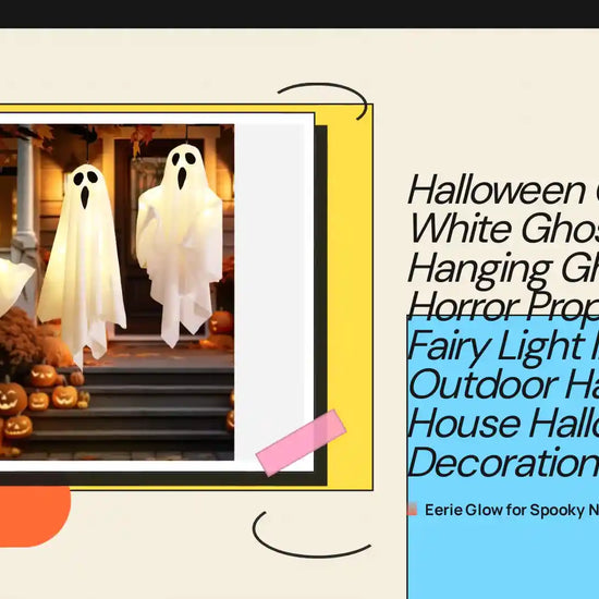 Halloween Glowing White Ghost LED Hanging Ghosts Horror Props with Fairy Light Indoor Outdoor Haunted House Halloween Decoration by@Outfy