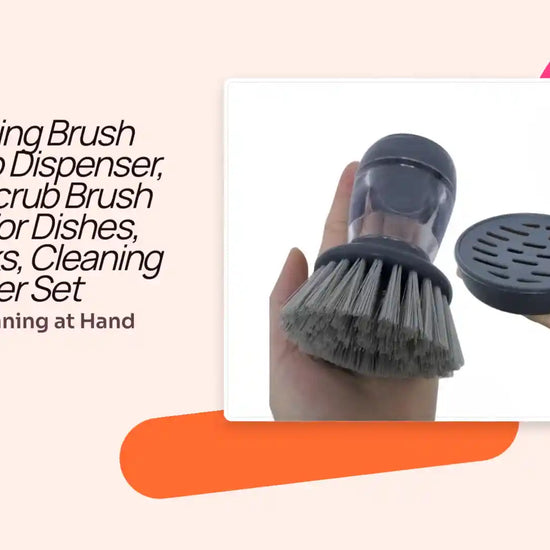 Dishwashing Brush With Soap Dispenser, Kitchen Scrub Brush Suitable For Dishes, Pans, Sinks, Cleaning With Holder Set by@Outfy