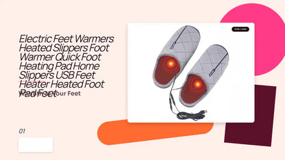 Electric Feet Warmers Heated Slippers Foot Warmer Quick Foot Heating Pad Home Slippers USB Feet Heater Heated Foot Pad Feet by@Outfy
