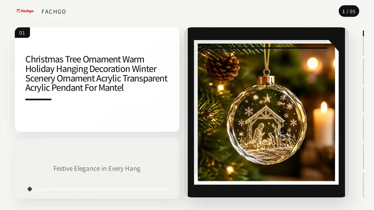 Christmas Tree Ornament Warm Holiday Hanging Decoration Winter Scenery Ornament Acrylic Transparent Acrylic Pendant For Mantel by@Outfy