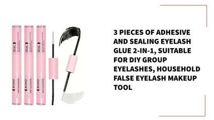3 Pieces of Adhesive and Sealing Eyelash Glue 2-in-1, Suitable for DIY Group Eyelashes, Household False Eyelash Makeup Tool by@Outfy