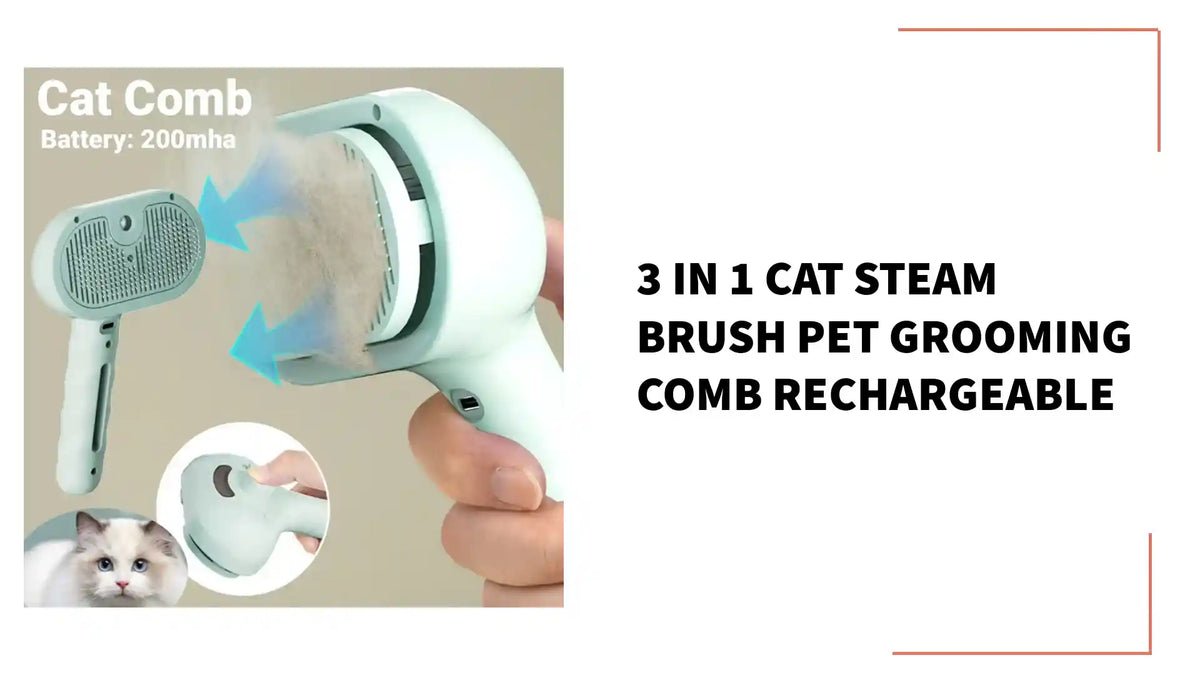 3 in 1 Cat Steam Brush Pet Grooming Comb Rechargeable by@Outfy