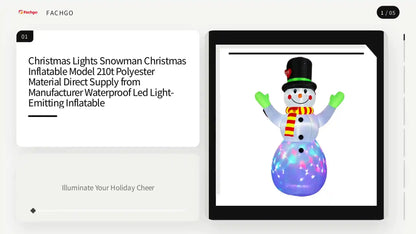 Christmas Lights Snowman Christmas Inflatable Model 210t Polyester Material Direct Supply from Manufacturer Waterproof Led Light-Emitting Inflatable by@Outfy