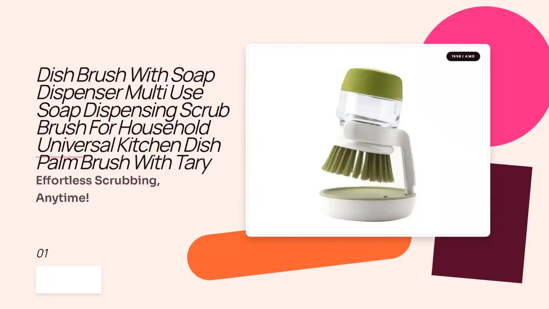 Dish Brush With Soap Dispenser Multi Use Soap Dispensing Scrub Brush For Household Universal Kitchen Dish Palm Brush With Tary by@Outfy