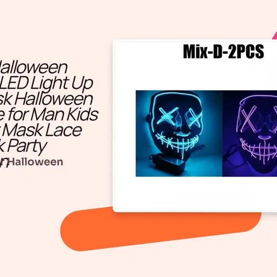 Cosplay Halloween Costume LED Light Up Scary Mask Halloween Mask Face for Man Kids Techwear Mask Lace Face Mask Party Decoration by@Outfy
