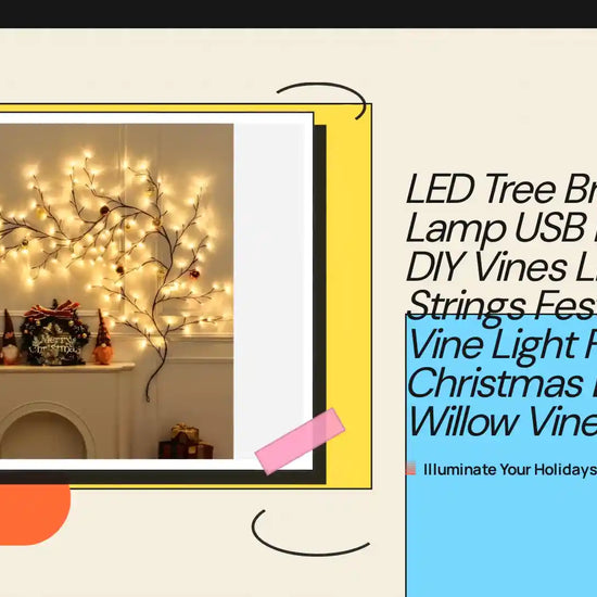 LED Tree Branch Lamp USB Powered DIY Vines Light Strings Festive Tree Vine Light For Home Christmas Decoration Willow Vine Light by@Outfy