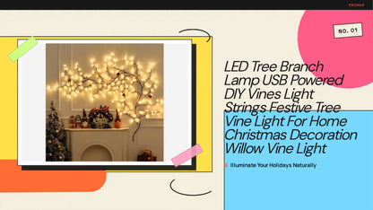 LED Tree Branch Lamp USB Powered DIY Vines Light Strings Festive Tree Vine Light For Home Christmas Decoration Willow Vine Light by@Outfy