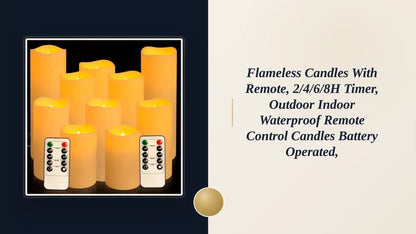 Flameless Candles With Remote, 2/4/6/8H Timer, Outdoor Indoor Waterproof Remote Control Candles Battery Operated, by@Outfy