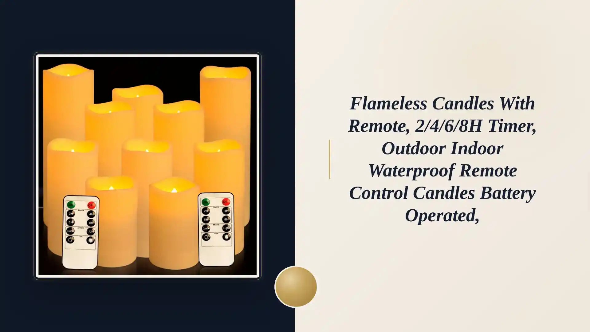 Flameless Candles With Remote, 2/4/6/8H Timer, Outdoor Indoor Waterproof Remote Control Candles Battery Operated, by@Outfy