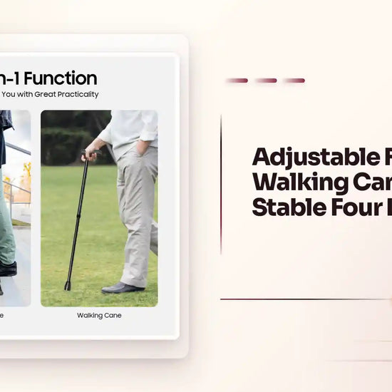 Adjustable Foldable Walking Cane with Stable Four Leg Base by@Outfy