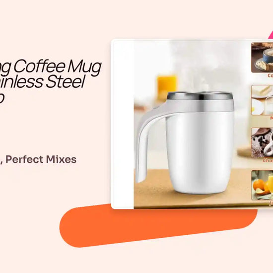 Self Stirring Coffee Mug 380ml Stainless Steel Travel Cup by@Outfy