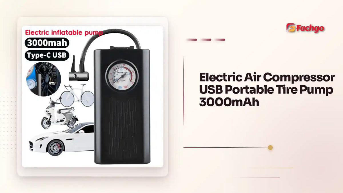 Electric Air Compressor USB Portable Tire Pump 3000mAh by@Outfy