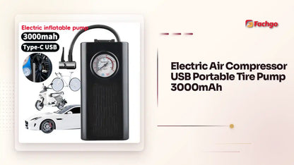 Electric Air Compressor USB Portable Tire Pump 3000mAh by@Outfy