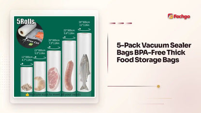 5-Pack Vacuum Sealer Bags BPA-Free Thick Food Storage Bags by@Outfy