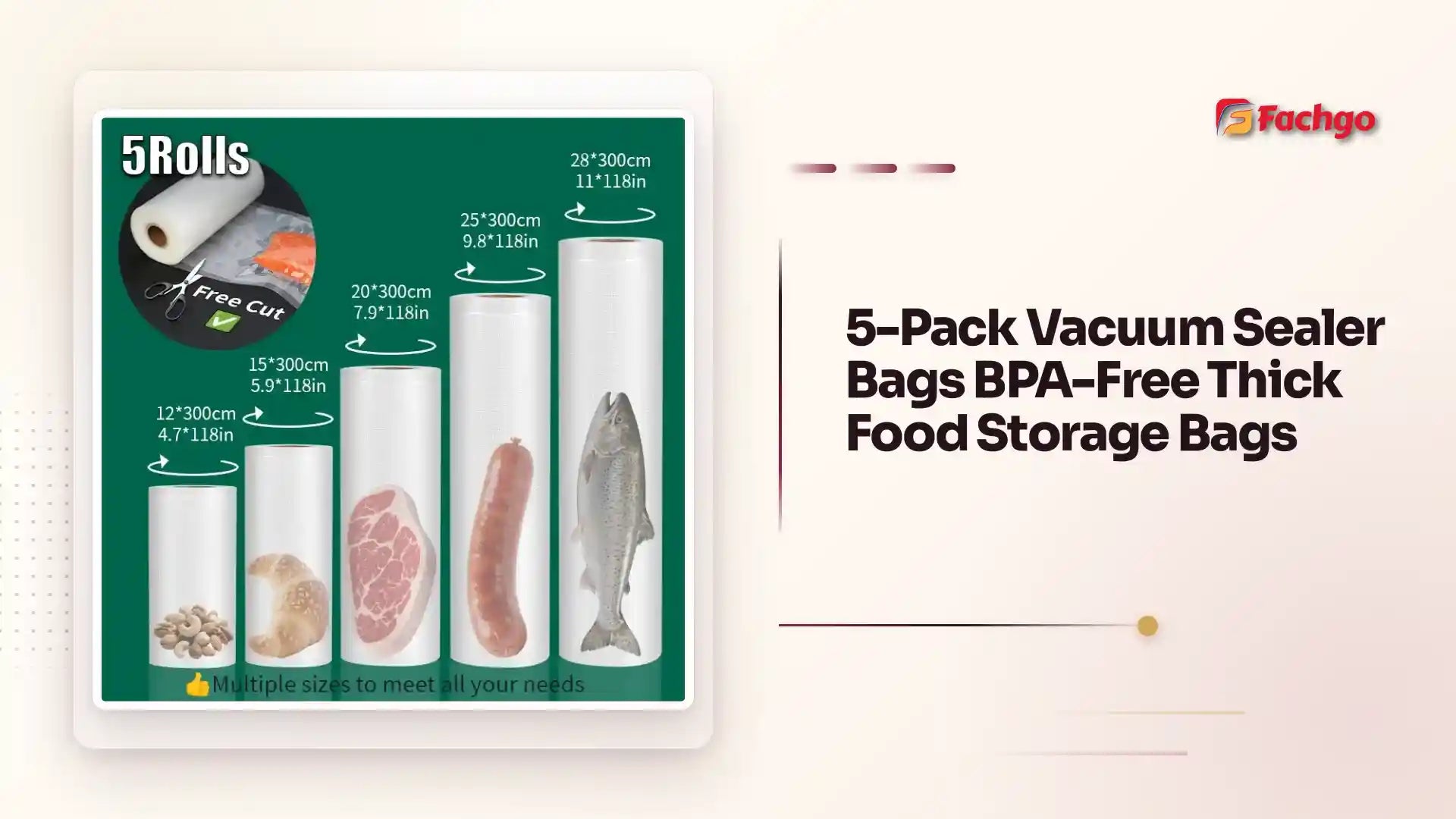 5-Pack Vacuum Sealer Bags BPA-Free Thick Food Storage Bags by@Outfy