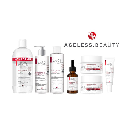 Natural Anti-Wrinkle Eye Cream 35+ Ageless Beauty 15ml BeBIO Cosmetics product range displayed with logo.