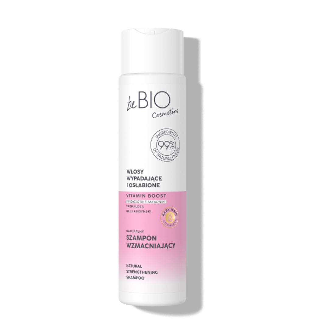 Natural shampoo for falling and weakened hair Baby Hair Complex 300ml BeBIO Cosmetics in a sleek bottle.