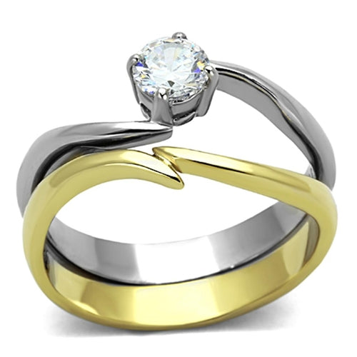 fachgo | TK1092 - Two-Tone IP Gold (Ion Plating) Stainless Steel Ring with AAA