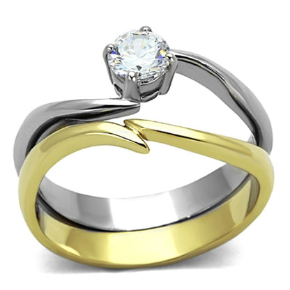fachgo | TK1092 - Two-Tone IP Gold (Ion Plating) Stainless Steel Ring with AAA