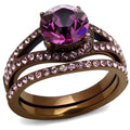Amethyst Crystal Stainless Steel Ring for Women Style