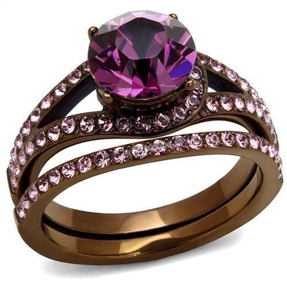 fachgo | TK2745 - IP Coffee light Stainless Steel Ring with Top Grade Crystal