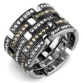 Men Stainless Steel Crystal Statement Ring High Polished