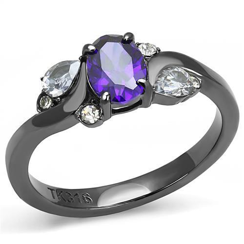 fachgo | TK3169 - IP Light Black (IP Gun) Stainless Steel Ring with AAA Grade