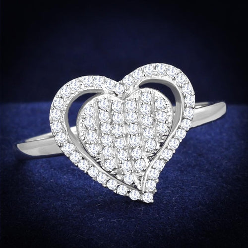 fachgo | TS192 - Rhodium 925 Sterling Silver Ring with AAA Grade CZ in Clear