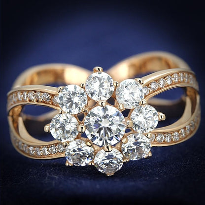 fachgo | TS586 - Rose Gold 925 Sterling Silver Ring with AAA Grade CZ in Clear