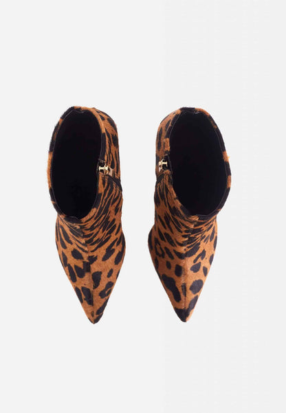 fachgo | Brown Animal Print Boots Sapucaia – 8.4cm Block Heel Ankle Boots