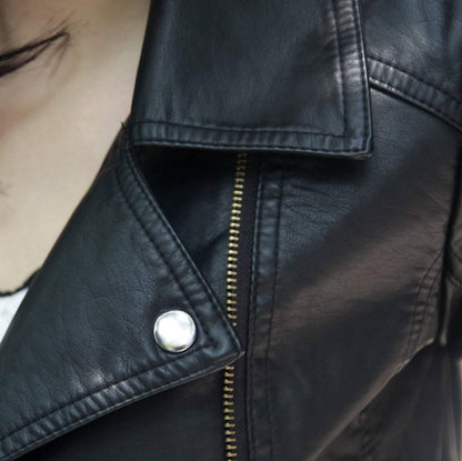 fachgo | Womens Cropped Vegan Leather Jacket